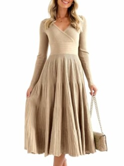 Saodimallsu Women's Long Sleeve Midi Sweater Dress