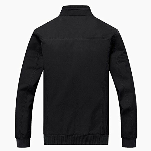 Back view of a black jacket with long sleeves