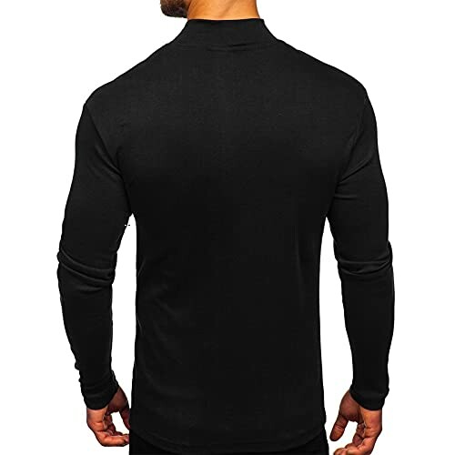 Back view of a person wearing a black long sleeve shirt.