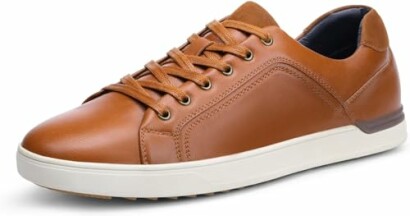 Brown leather sneaker with white sole
