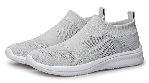 Gray slip-on sneakers with a mesh design