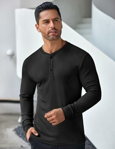COOFANDY Men's Long Sleeve Henley Shirt