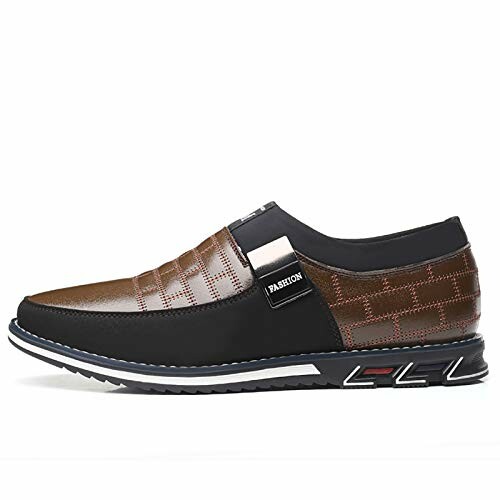 Men's casual slip-on shoe with brown and black design