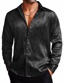 COOFANDY Silk Satin Dress Shirts