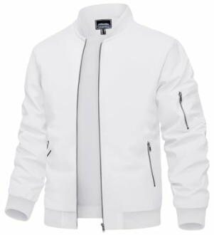 White bomber jacket with zippers