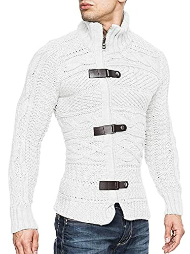Karlywindow Men's Cable Knitted Cardigan