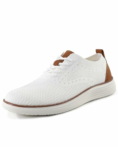 White casual sneaker with brown accents