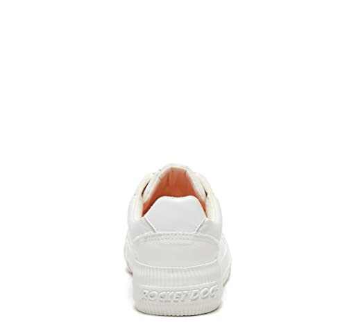 Back view of a white sneaker with Rocket Dog branding