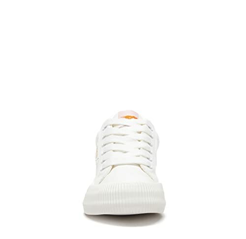 Front view of a white sneaker