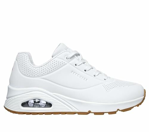 White sneaker with air cushion and gum sole