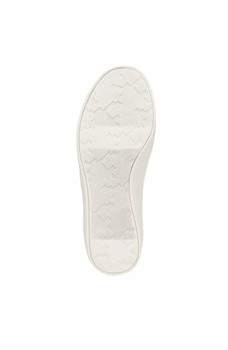 Bottom view of a white sneaker sole with textured pattern