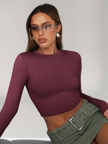 Woman wearing glasses and stylish outfit