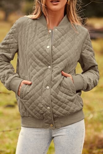 Woman in quilted jacket with hands in pockets